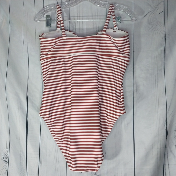 Kona Sol Brown and White Striped One Piece Swimsuit Size L NWT - Picture 5 of 11